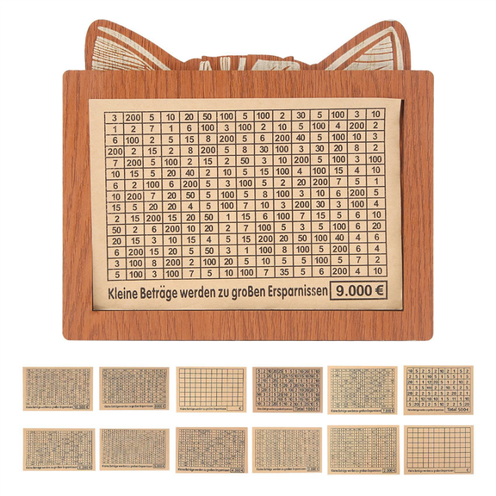 Money Saving Box,Wooden Money Box with Money Target and Numbers,A ...