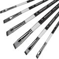 6 Pcs Acrylic Paint Brushes Wood Angular Paint Brushes Set Composed of Black + Silver 24*8*0.99cm Angled Paint Brushes For Oil. 