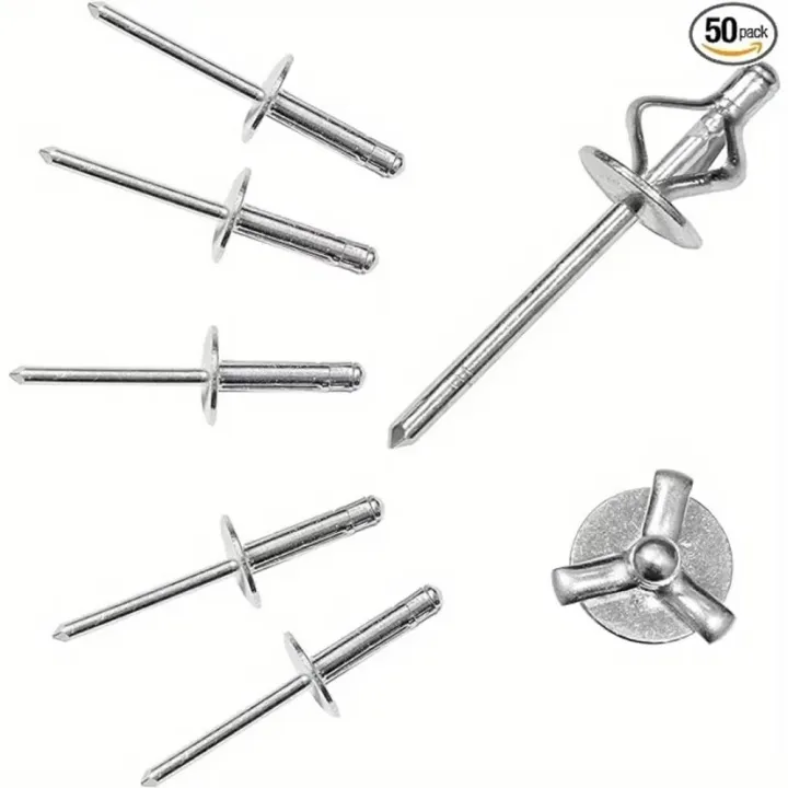 Bb Rivet 50pcs Durable 3.2mm 4.0mm 4.8mm Folding Blind Rivet Silver Round Head ...