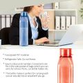 Prime Pack of 5 Water Bottles, 1 Litre Each, Reusable Plastic Fridge Bottle Set, BPA Free and Leak Proof Bottles for Travel, Work, Assorted. 