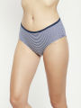 Clovia Navy & White Striped Mid Waist Hipster Panty with Inner Elastic - Cotton. 