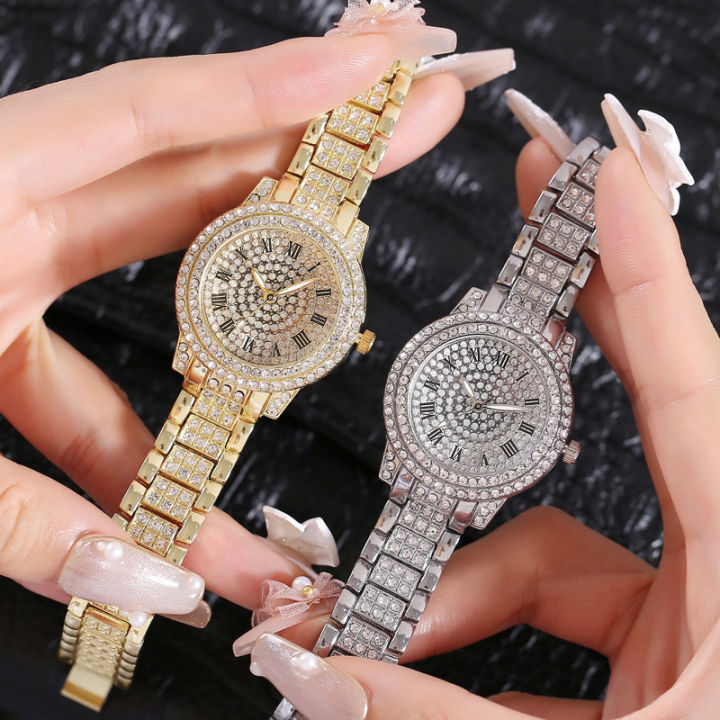 Luxury Rhinestone Ladies Watch Gypsophila Quartz Watches Alloy Strap Crystal Watch Digtal Clock Wrist Watches