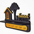 Sweet Home Wooden Wall Self 5 Hook Key Holder In Matte Black. 