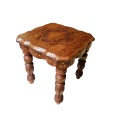 15 Inches Wooden Coffee Tablr/chair With Brass Carvings. 