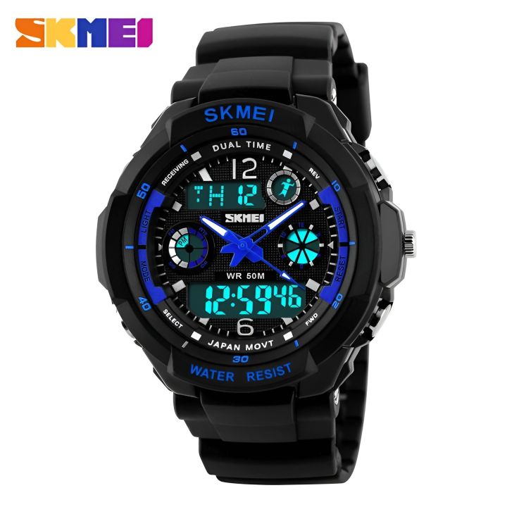 SKMEI%200931%20Sports%20Fashion%20Outdoor%20Military%20Digital%20Dual%20Display%20Alarm%20LED%20Waterproof%20Watches%20for%20Men%20-%20Black%20Blue%20-%20Image%202