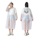 EVA Waterproof Reusable Transparent Hooded White  Raincoat. 