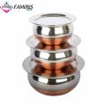 Copper Bottom Stainless Steel Handi Set With Lid- Set Of 3. 