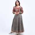 Multicolor Cotton Printed Anarkali Kurta Plazzo With Shawl Set For Women. 