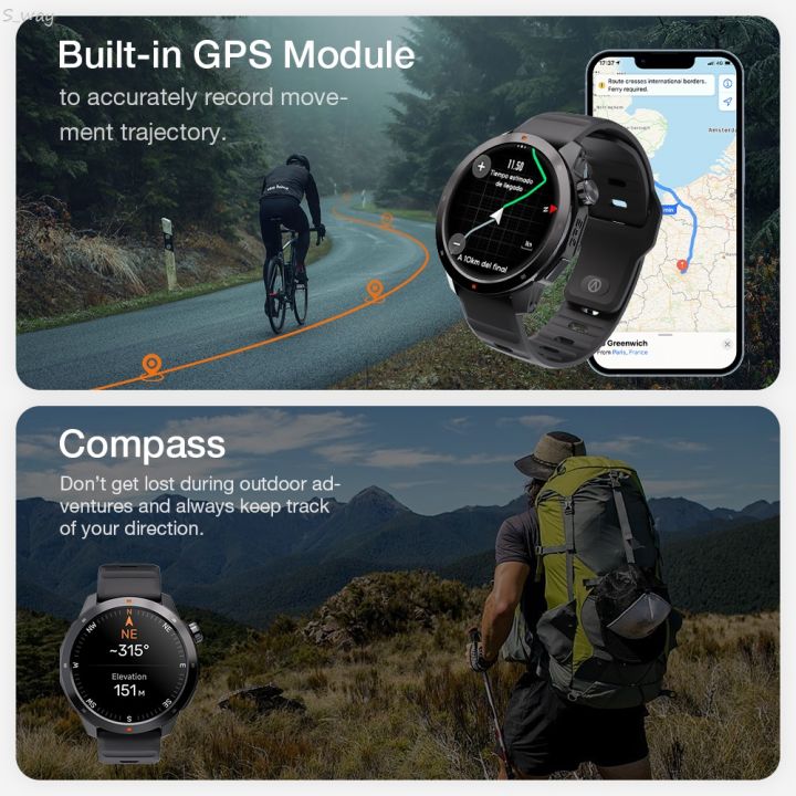S_way Aolon Navi R3 Smart Watch Men GPS Map Running Pace Altitude 3ATM Waterproof AOD Display Amoled Screen Bluetooth Call Smartwatch