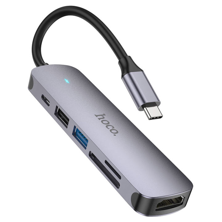 Hoco%206%20in%201%20Type%20C%20Hub%20with%20HDMI%20+%20Type-C%20PD%20+%20USB3.0%20+%20USB2.0%20+%20SD%20+%20TF,%20support%204K%2030Hz,%20up%20to%2060W%20(20V%20/%203A)%20charging%20with%202.0%20card%20reader%20-%20Image%204