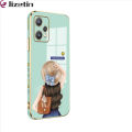 Jizetin for Realme 9 Pro / OnePlus Nord CE 2 Lite 5G Back Cover With Free Lanyard Girl In Hat 6D Plating Silicone Phone Case. 