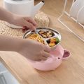 MoonCare - Baby Food Warming Thermal Insulated Bowl Three Partition Tableware Sucker Plate Anti-Fall Water Injection ( BPA Free ). 