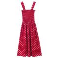 HOT New Style Spaghetti Strap Dress Midi Polka Dot Off-Shoulder Red Dress. 