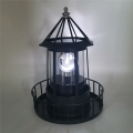 Rotating Beacon Light Iron Solar Adornment Lighthouse Garden Decor Lighthouse-Shaped Landscape Lamp. 