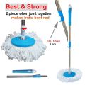 Stainless Steel Pole Spin Mop Extendable Handle 360 Degree Rotating Floor Cleaning Mop- Blue. 