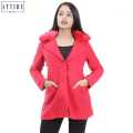 Attire Nepal Red Solid Coat For Women (C-52). 