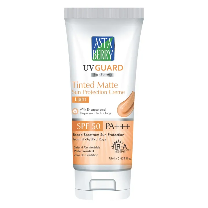 Astaberry Uv GuardTinted + Matte Sunscreen SPF50 PA+++ Light -75ml