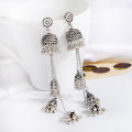 Retro bohemian style elegant port wind chimes long fringe personality versatile temperament show face thin earring girl. 