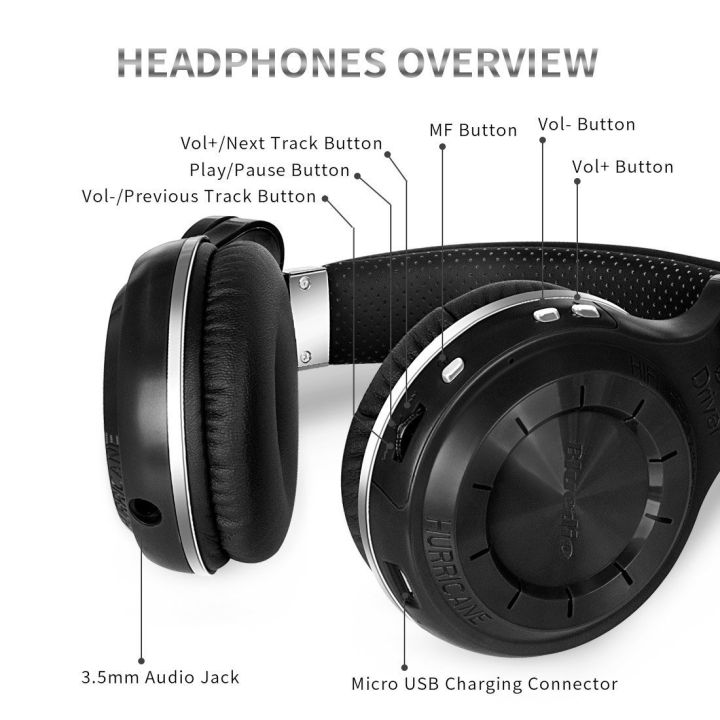 Bluedio T2 Plus Turbine Wireless Bluetooth Headphones with Mic/Micro SD Card Slot/FM Radio