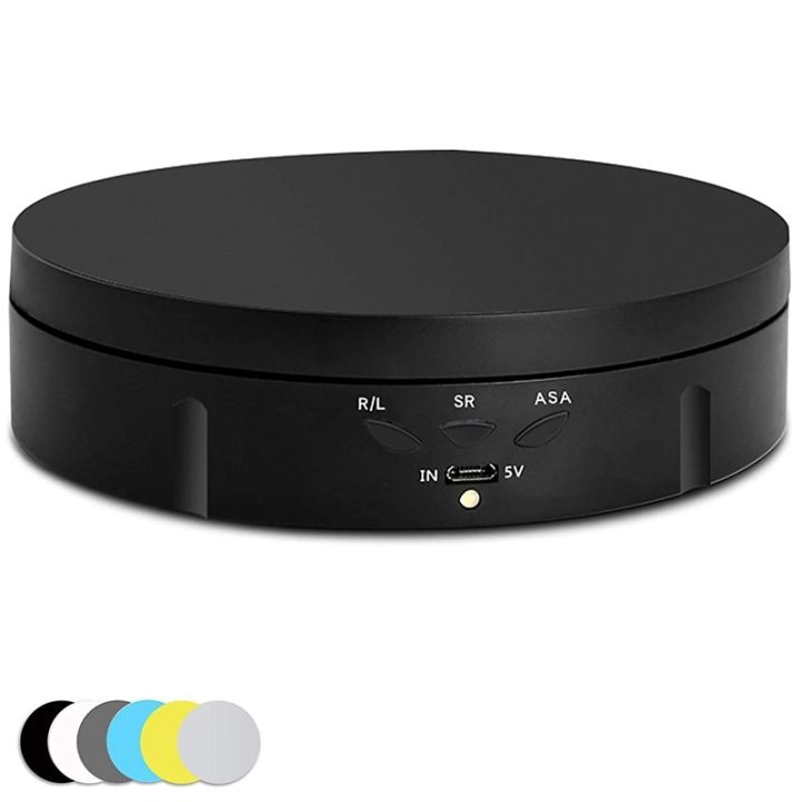 Motorized%20Rotating%20Display%20Stand,%20360%20Degree%20Photography%20Turntable%20with%206%20PVC%20Backgrounds,Battery/USB%20Power%20Supply%20White%20-%20Image%202