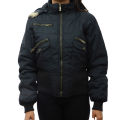 Black Polyester Front Pocket Design Jacket For Women. 