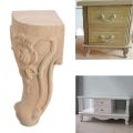 Kqueebee 6 Pcs Decorations: 2 Pcs 20X5Cm Wood Carved Long Onlay Applique & 4 Pcs 10X6Cm Solid Wood Carved Furniture Foot Legs. 