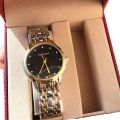 Black Dial Dual Tone Casual Quartz Watch For Women | Stainless Steel Casual Watch For Women | Fashion Accessory For Women. 