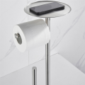 Freestanding Toilet Roll Holders Stainless Steel Anti-Rust Standing Toilet Paper Stand with Heavy, Easy to Use Brushed Silver. 