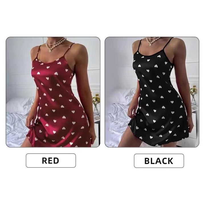 Casual%20Low%20Cut%20Black%20Red%20XXLXLL%20Nightdress%20Ice%20Silk%20Ladies%20Sales%20promotion%20Pajamas%20Nightgowns%20Nightdress%20Comfortable%20Summer%20-%20Image%206