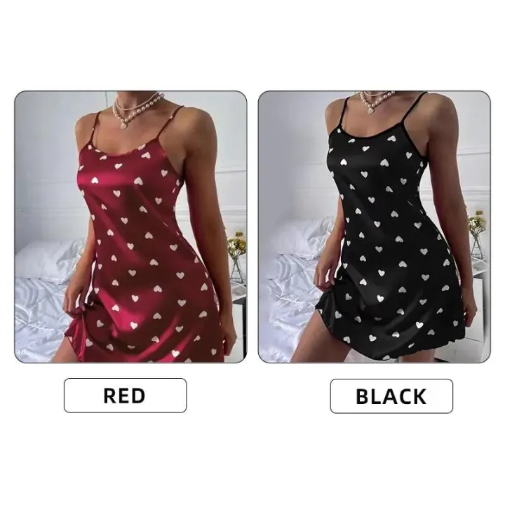 Casual%20Low%20Cut%20Black%20Red%20XXLXLL%20Nightdress%20Ice%20Silk%20Ladies%20Sales%20promotion%20Pajamas%20Nightgowns%20Nightdress%20Comfortable%20Summer%20-%20Image%206