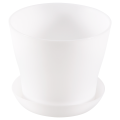 Plastic Plant Flower Pot With Tray Round White Upper 10cm. 