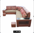 Sunrise Furniture Hs-28 L-Shape Wooden Sectional Sofa - Brown. 