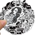 Artsy Home 25/50pcs Black and White Punk Gothic Stickers for Laptops, Computers, Hydro Flasks, Skateboard and Travel Case. 