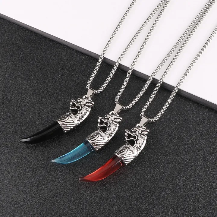 Profesional%20Jewelry%20Accessories%20Pendant%20Vintage%20Personality%20Korean%20Men's%20Necklace%20Wolf%20Tooth%20Domineering%20XLN%20Trend%20Pendant%20Sweater%20Simple%20Jewelry%20-%20Image%202