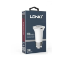 LDNIO 2 Port USB AUTO ID CAR Charger Output 3.6A with USB Cable (C301)- White. 