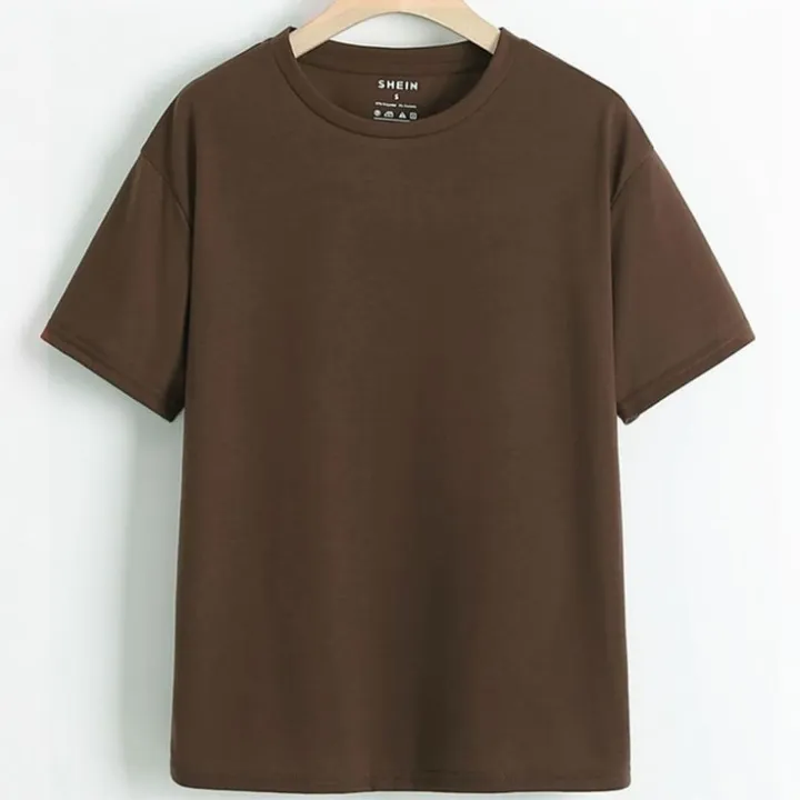 Brown%20Cotton%20Plain%20Half%20Sleeves%20T-Shirt%20For%20Men%20-%20Brown%20%7C%20Multisize%20%7C%20Fashion%20%7C%20Summer%20T-Shirts%20For%20Men%20-%20Image%202