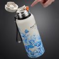 Portable 620ml Flower Pattern Thermos Bottle with Filter Large-capacity Travel Mug Double Wall Stainless Steel Thermal Cup Outdoor. 