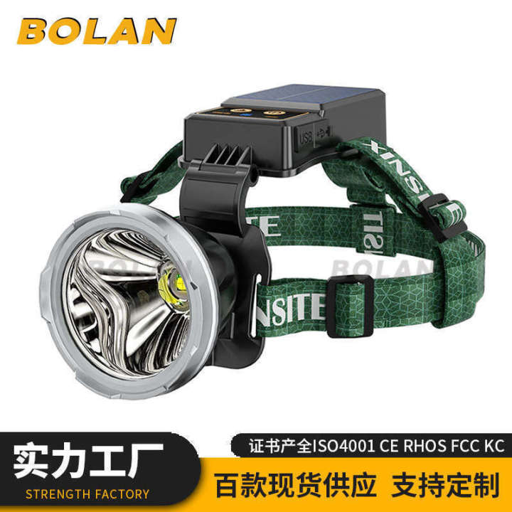 Xinsite Solar Lighting Type-C Rechargeable Long-Range Outdoor Headlamp Long Battery Life Searchlight