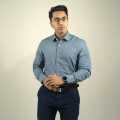 Livingtex Formal Shirt for Men _ Boss Branded Long Sleeve _ 100% Cotton (Ash). 