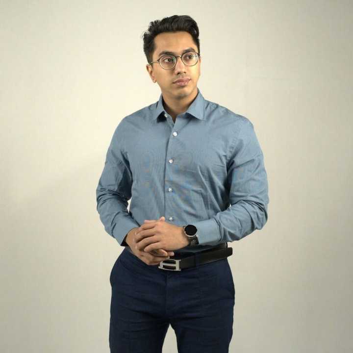 Livingtex Formal Shirt for Men _ Boss Branded Long Sleeve _ 100% Cotton (Ash)