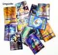 Linguolin 100Pcs/box Newest Pokemon Vmax V Gx Ex Shiny Gold Metal Card Charizard Pikachu Rare Collection Battle Trainer Card Children Game. 