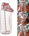 2L Large Capacity Water Bottle With Straw And Scale Gradient Color Sports And Fitness Motivational Water Bottle. 
