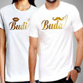Couple Buda Budi Printed White T-Shirt. 