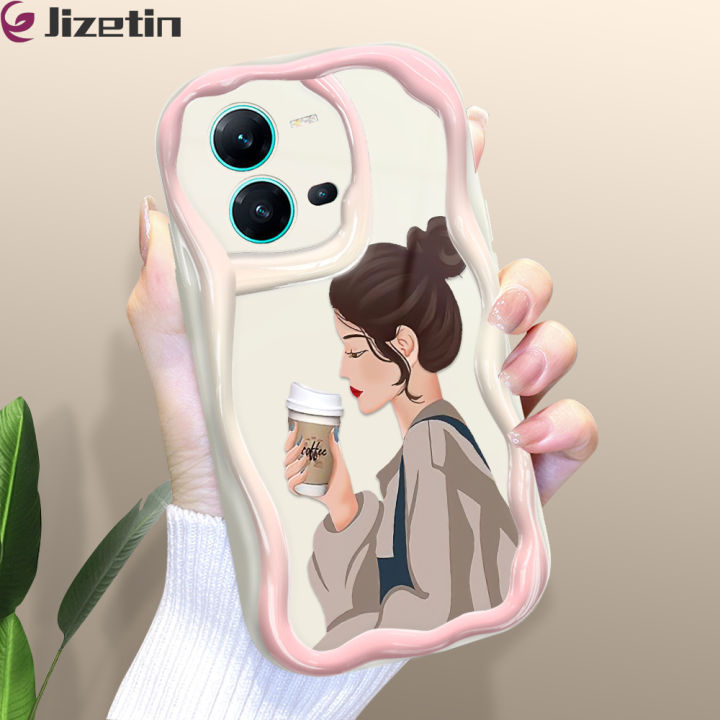 Jizetin%20for%20Vivo%20V25%205G%20/%20V25E%20Back%20Cover%20Elegant%20Girl%20Cream%20Wavy%20Edge%20Soft%20Silicone%20Phone%20Case%20-%20Image%202