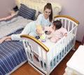 Movable Wooden Baby Crib With Wheels. 