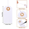400 Pack Blank Tags with Elastic String Marking Hang Tags Attached Reinforced Hole Writable Blank Tags 2.75x1.37Inch. 
