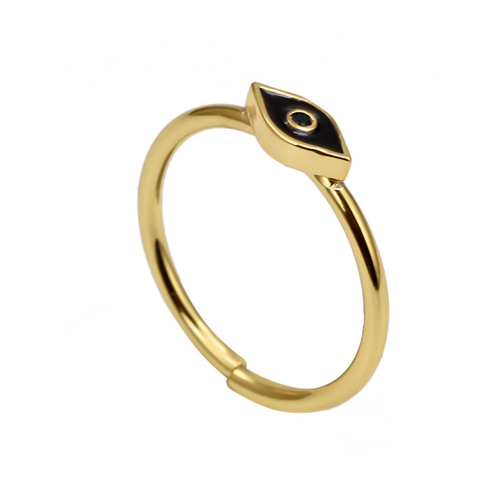 【Qian poem li Store】Lucky Eye Dropping Oil Evil Eye Ring Gold Color Wedding Party Ring Adjustable Jewelry Gifts for Wo  Girls