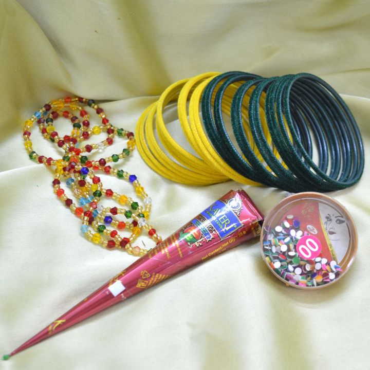 Jewels of Nepal Shrawan Special Velvet Bangles / Chura Combo Set for Women