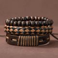 Enacolor 4Pcs/Set New Male Leather Bracelet Bangles Bracelet Watches Set Fashion Casual Accessories Men Birthday Gift. 