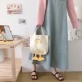 New Canvas Cartoon Handbags Eco Duck Print Cute Duck Tote Bag Soft Duck Embroidery Crossbody bag. 